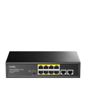 Cudy FS1010P 8 Port 10/100Mbps 120W PoE+, 2 Uplink Portlu VLAN CCTV Rack Mount Metal Switch